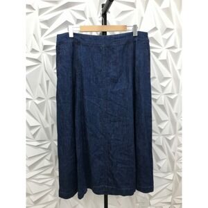 Poetry Womens Denim Midi Skirt Size 14 Blue Hemp/Organic Cotton Blend Zipper